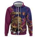 Custom Brisbane Maroon Zip Hoodie Lions Blazing Fire
