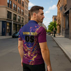 Custom Brisbane Maroon Zipper Polo Shirt Lions Blazing Fire