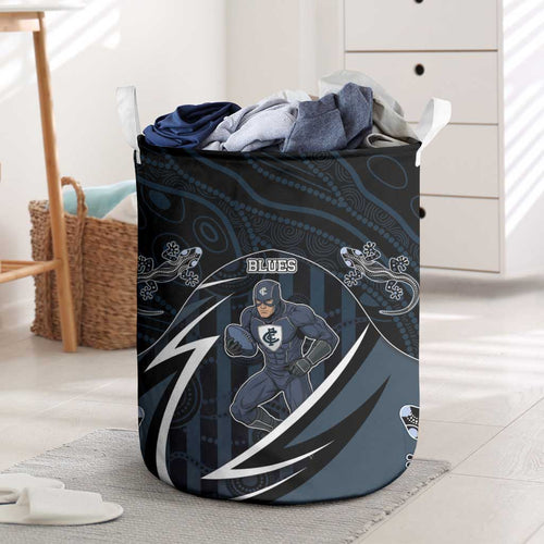Carlton Navy Laundry Basket Captain With Aboriginal Art