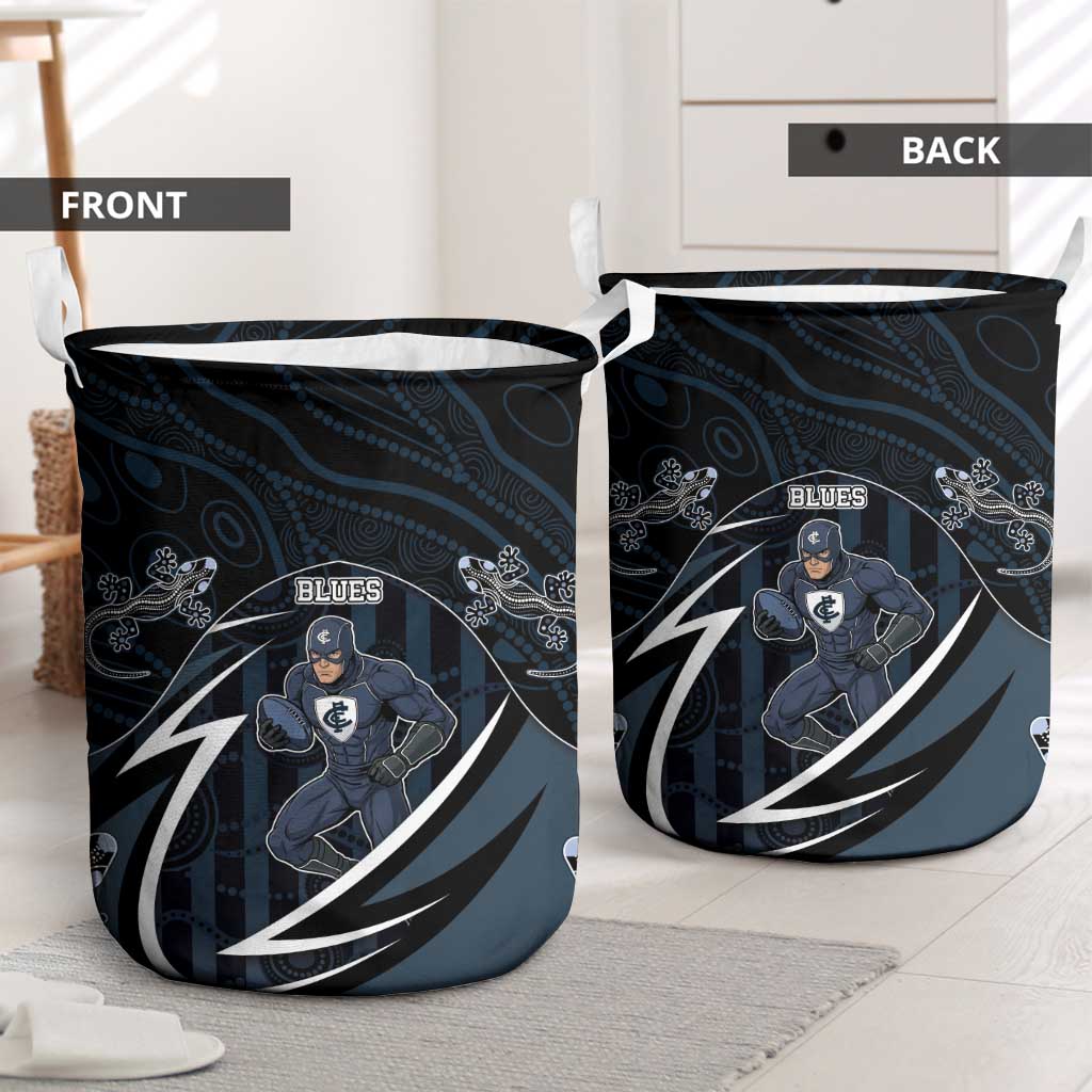 Carlton Navy Laundry Basket Captain With Aboriginal Art