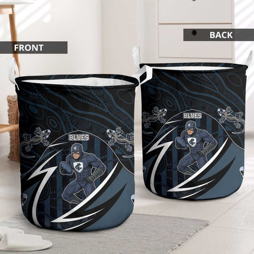 Carlton Navy Laundry Basket Captain With Aboriginal Art