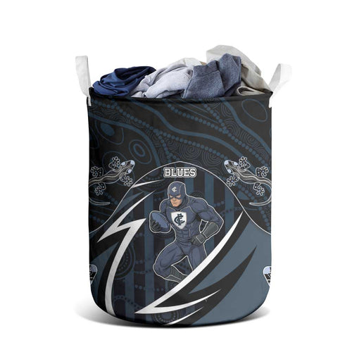 Carlton Navy Laundry Basket Captain With Aboriginal Art