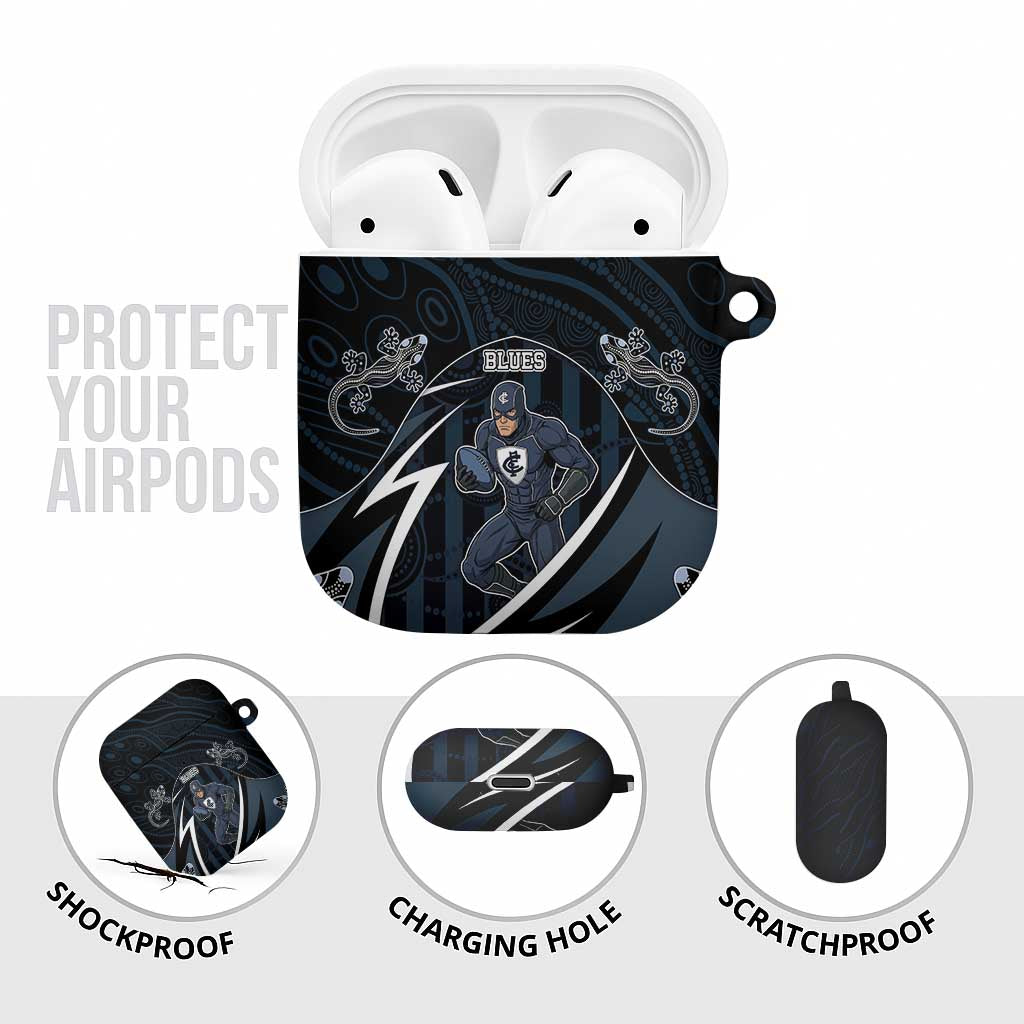 Carlton Navy AirPods Case Captain With Aboriginal Art