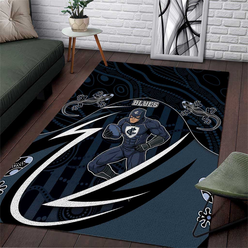 Carlton Navy Area Rug Captain With Aboriginal Art