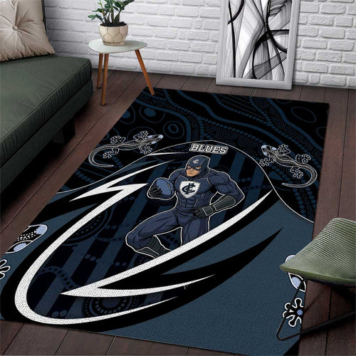 Carlton Navy Area Rug Captain With Aboriginal Art