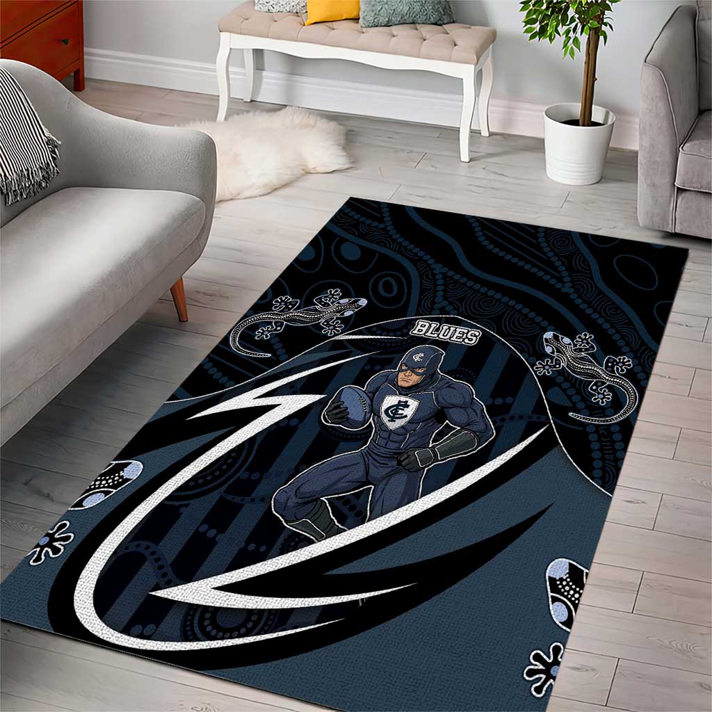 Carlton Navy Area Rug Captain With Aboriginal Art
