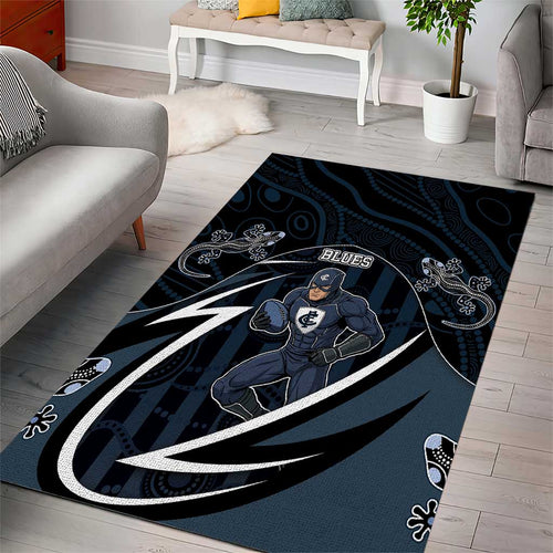 Carlton Navy Area Rug Captain With Aboriginal Art