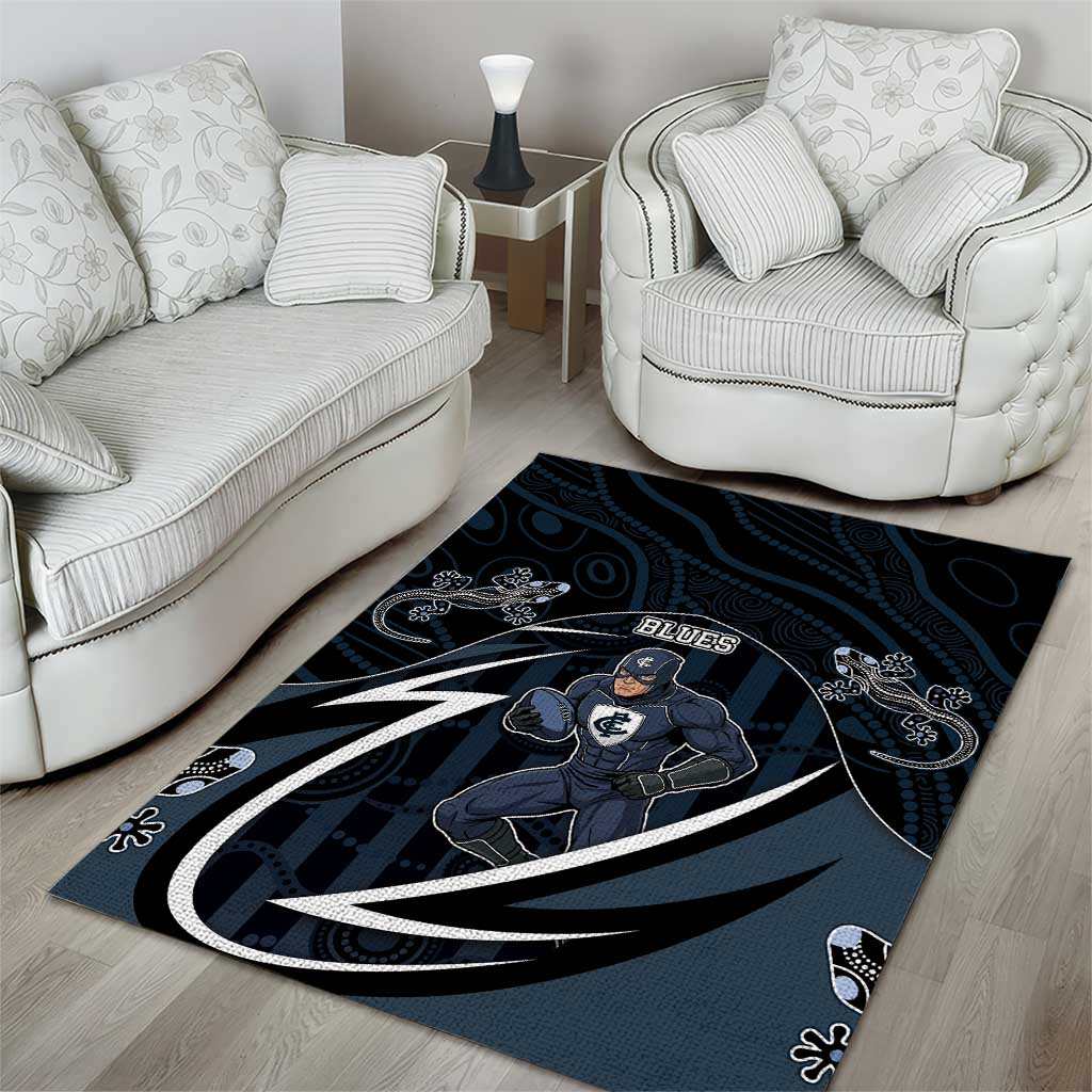 Carlton Navy Area Rug Captain With Aboriginal Art
