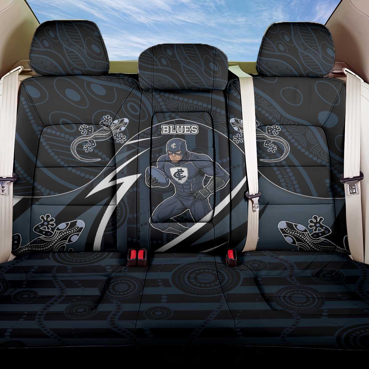 Carlton Navy Back Car Seat Cover Captain With Aboriginal Art