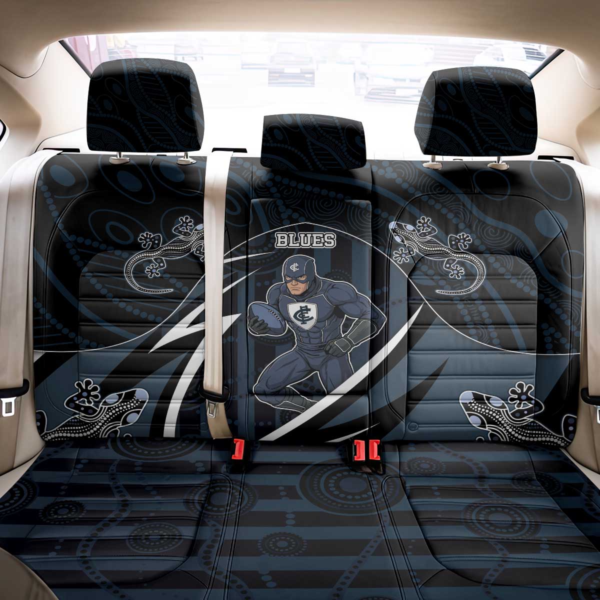 Carlton Navy Back Car Seat Cover Captain With Aboriginal Art