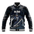 Custom Carlton Navy Baseball Jacket Captain With Aboriginal Art