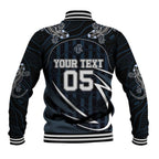 Custom Carlton Navy Baseball Jacket Captain With Aboriginal Art