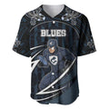Custom Carlton Navy Baseball Jersey Captain With Aboriginal Art