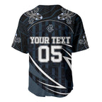 Custom Carlton Navy Baseball Jersey Captain With Aboriginal Art