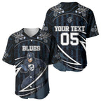 Custom Carlton Navy Baseball Jersey Captain With Aboriginal Art