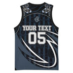 Custom Carlton Navy Basketball Jersey Captain With Aboriginal Art