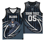 Custom Carlton Navy Basketball Jersey Captain With Aboriginal Art