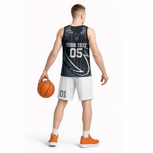 Custom Carlton Navy Basketball Jersey Captain With Aboriginal Art