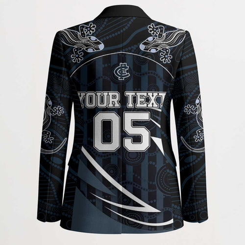 Custom Carlton Navy Blazer Captain With Aboriginal Art