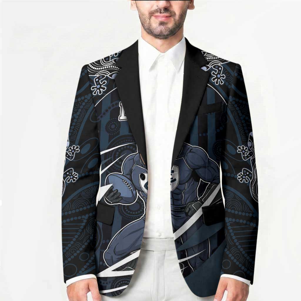 Custom Carlton Navy Blazer Captain With Aboriginal Art