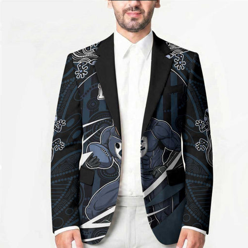 Custom Carlton Navy Blazer Captain With Aboriginal Art