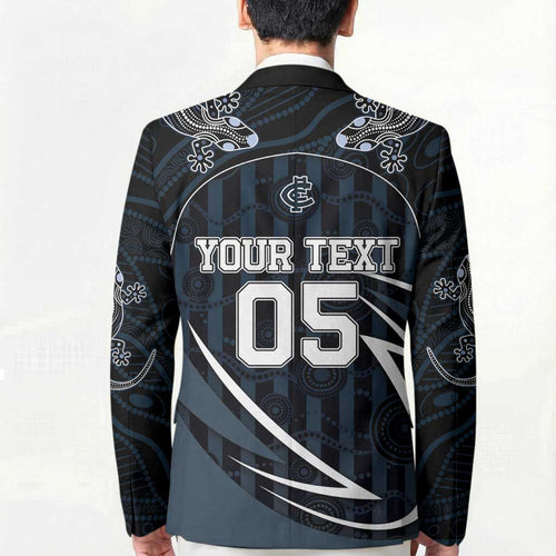 Custom Carlton Navy Blazer Captain With Aboriginal Art