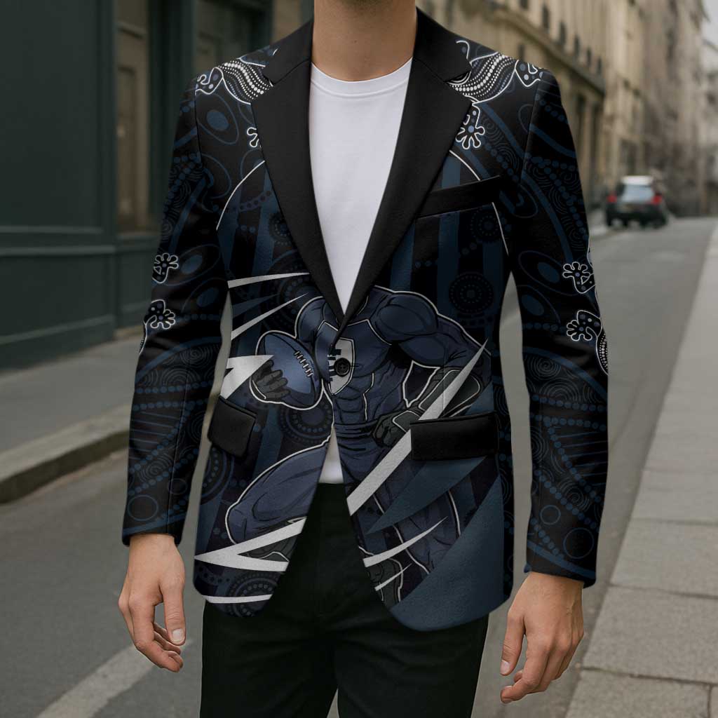 Custom Carlton Navy Blazer Captain With Aboriginal Art