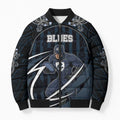 Custom Carlton Navy Bomber Puffer Jacket Captain With Aboriginal Art