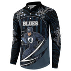 Custom Carlton Navy Button Sweatshirt Captain With Aboriginal Art