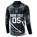 Custom Carlton Navy Button Sweatshirt Captain With Aboriginal Art