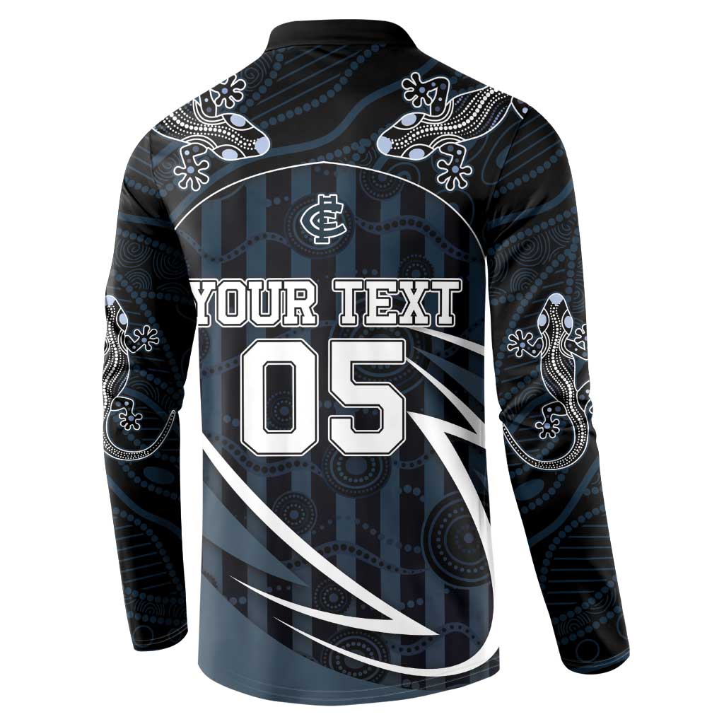 Custom Carlton Navy Button Sweatshirt Captain With Aboriginal Art