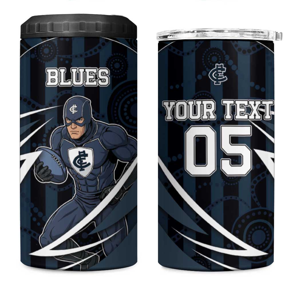 Custom Carlton Navy 4 in 1 Can Cooler Tumbler Captain With Aboriginal Art