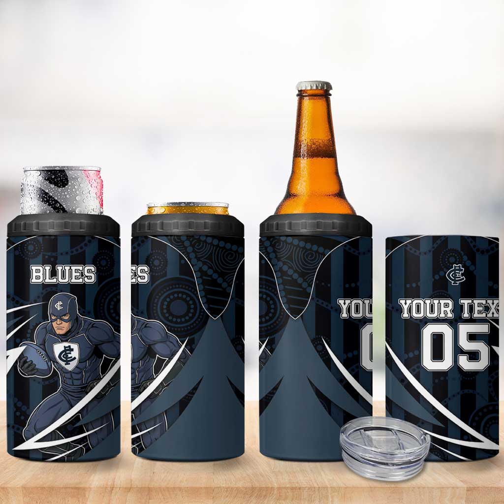 Custom Carlton Navy 4 in 1 Can Cooler Tumbler Captain With Aboriginal Art