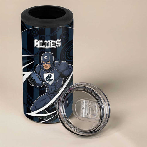 Custom Carlton Navy 4 in 1 Can Cooler Tumbler Captain With Aboriginal Art