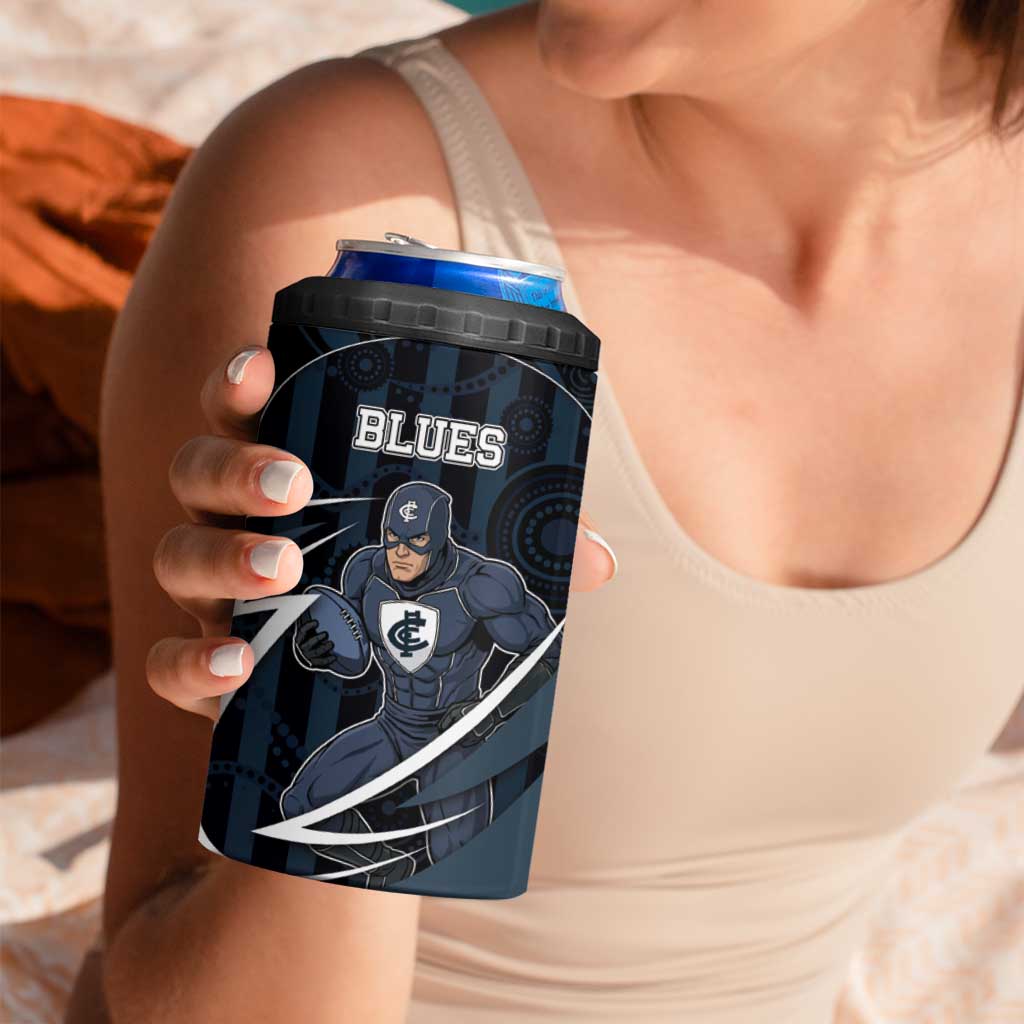 Custom Carlton Navy 4 in 1 Can Cooler Tumbler Captain With Aboriginal Art