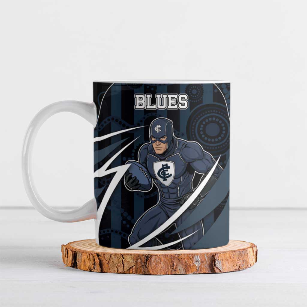 Custom Carlton Navy Ceramic Mug Captain With Aboriginal Art