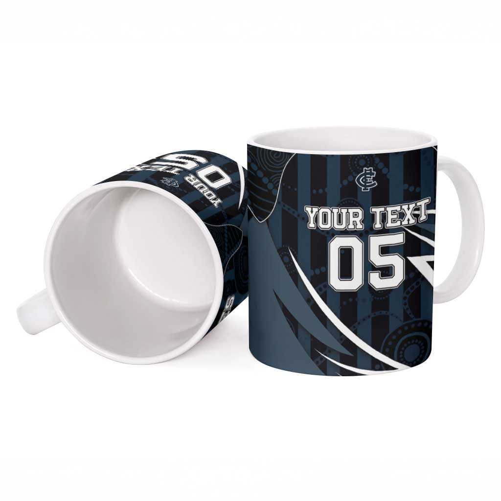 Custom Carlton Navy Ceramic Mug Captain With Aboriginal Art