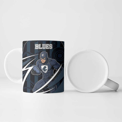 Custom Carlton Navy Ceramic Mug Captain With Aboriginal Art