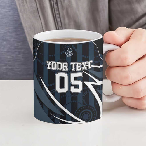 Custom Carlton Navy Ceramic Mug Captain With Aboriginal Art