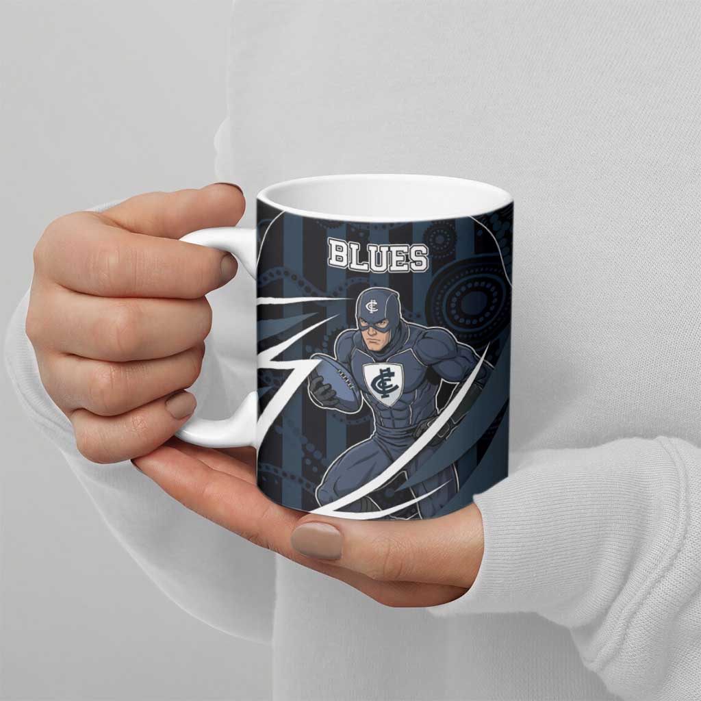Custom Carlton Navy Ceramic Mug Captain With Aboriginal Art