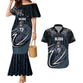 Custom Carlton Navy Couples Matching Mermaid Dress and Hawaiian Shirt Captain With Aboriginal Art