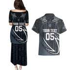 Custom Carlton Navy Couples Matching Puletasi and Hawaiian Shirt Captain With Aboriginal Art