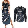 Custom Carlton Navy Couples Matching Summer Maxi Dress and Long Sleeve Button Shirt Captain With Aboriginal Art
