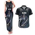 Custom Carlton Navy Couples Matching Tank Maxi Dress and Hawaiian Shirt Captain With Aboriginal Art