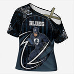 Custom Carlton Navy Cross Shoulder Shirt Captain With Aboriginal Art