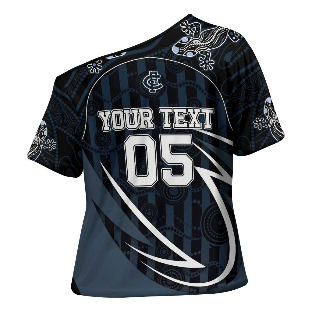 Custom Carlton Navy Cross Shoulder Shirt Captain With Aboriginal Art