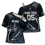Custom Carlton Navy Cross Shoulder Shirt Captain With Aboriginal Art