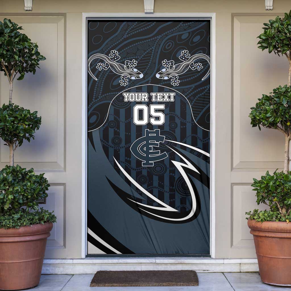 Custom Carlton Navy Door Cover Captain With Aboriginal Art