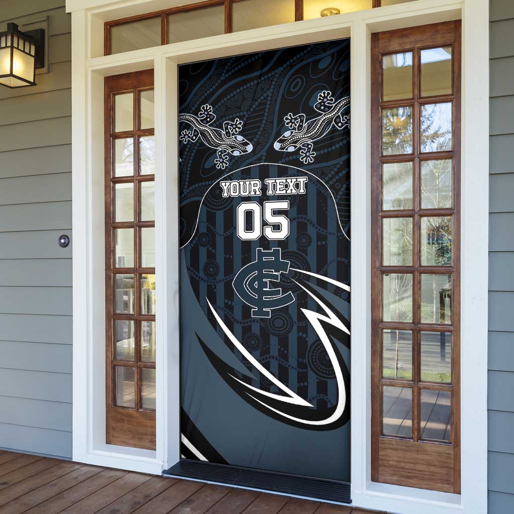 Custom Carlton Navy Door Cover Captain With Aboriginal Art