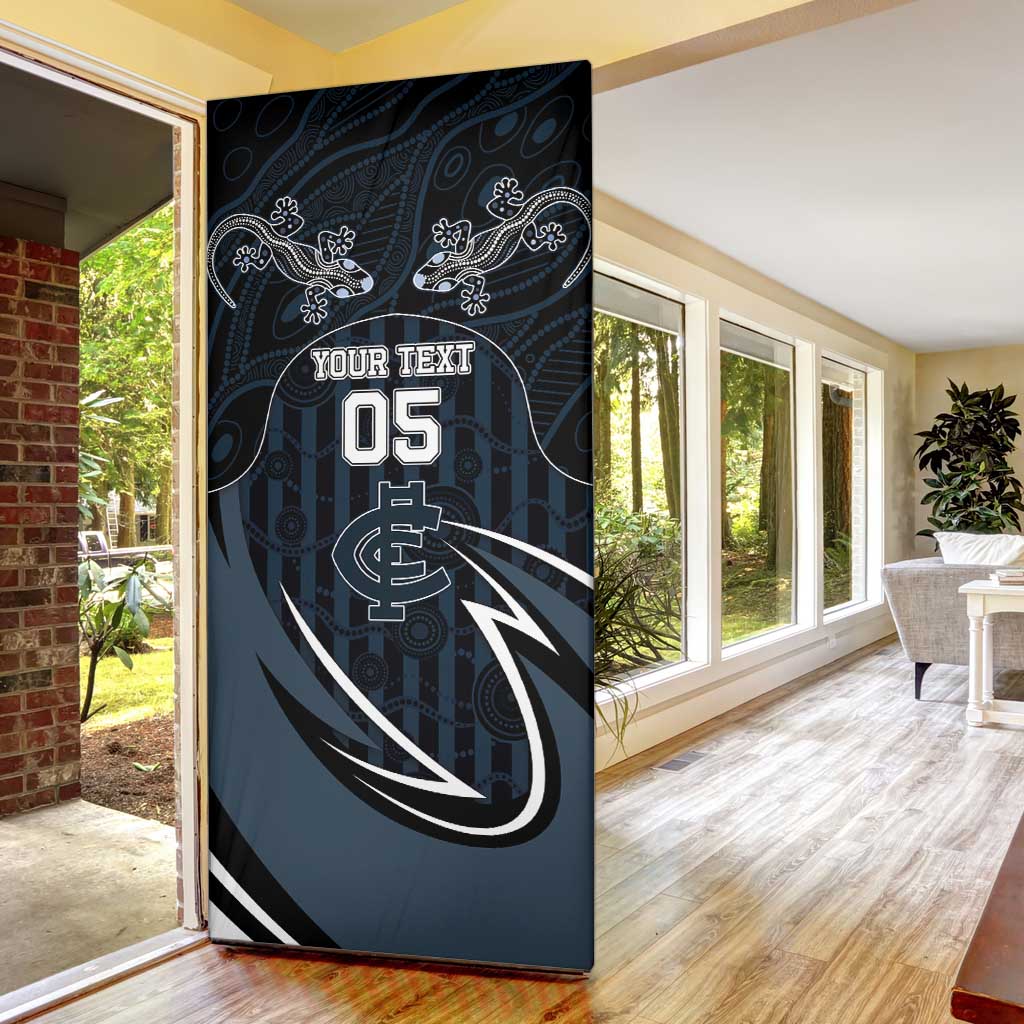 Custom Carlton Navy Door Cover Captain With Aboriginal Art